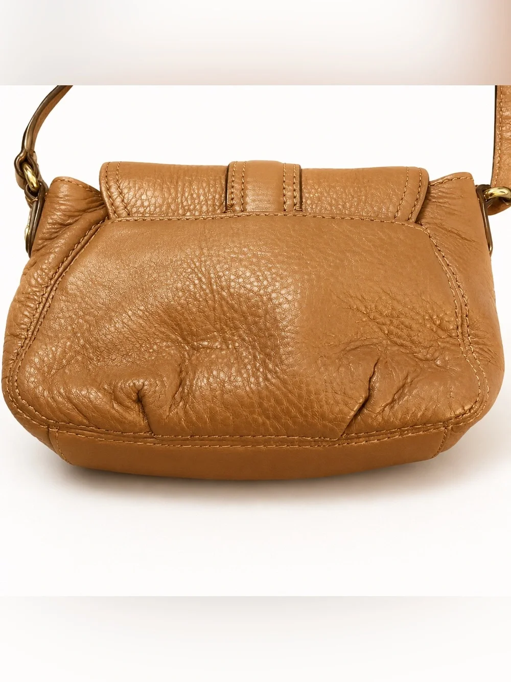 MICHAEL KORS Cognac Leather Small Crossbody with Gold-Tone Lock